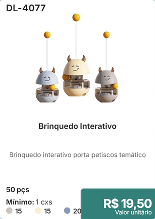 Brinquedo Interativo 50 pçs R$ 19.50