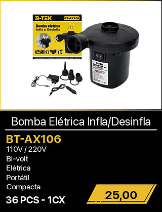 Bomba Elétrica Infla/Desinfla 36PCS R$25,00
