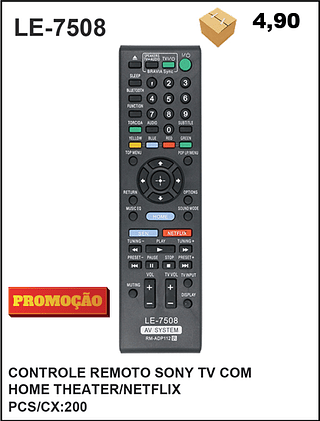 CONTROLE REMOTO SONY TV COM HOME THEATER/NETFLIX 200PÇ=4,9$
