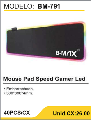Mouse Pad Speed Gamer Led 40PCS/CX Unid.CX:26,00
