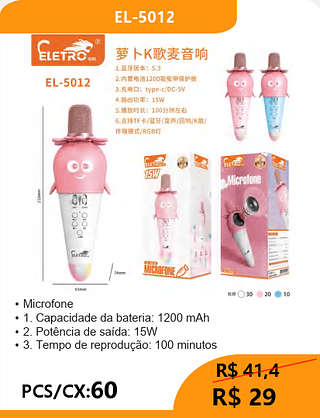MICROFONE PCS/CX:60 R$29