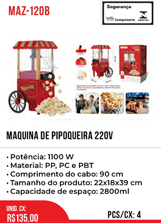 MAQUINA DE PIPOQUEIRA 220v 4pç=135$