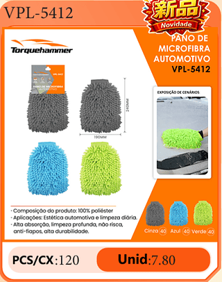 PANO DE MICROFIBRA AUTOMOTIVO PCS/CX:120 Unid:7.80