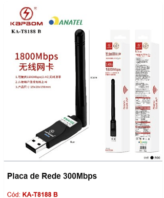 Placa de Rede 300Mbps R$ 6,75 PCS/CX:500