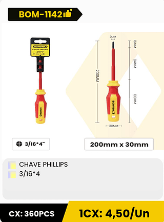 CHAVE PHILLIPS 3/16*4 CX: 360PCS 1CX: 4,50/Un