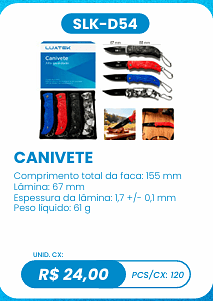 CANIVETE UNID. CX: R$ 24,00 PCS/CX: 120