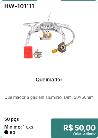 Queimador 50 pçs R$ 50,00