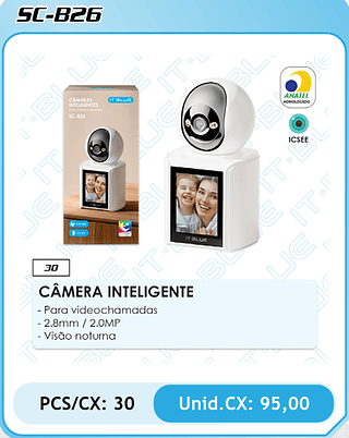 CÂMERA INTELIGENTE PCS/CX: 30 Unid.CX: 95,00