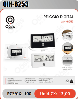 RELOGIO DIGITAL PCS/CX: 100 Unid.CX: 13,00