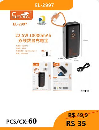 POWER BANK PCS/CX:60 R$35