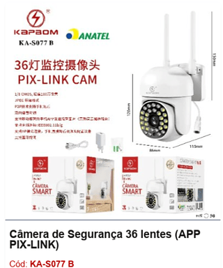 Câmera de Segurança 36 lentes (APP PIX-LINK) R$ 67,5 PCS/CX:50
