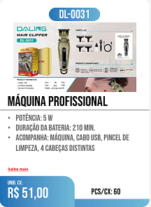 máquina profissional PCS/CX: 60 UNID. CX: r$ 51,00
