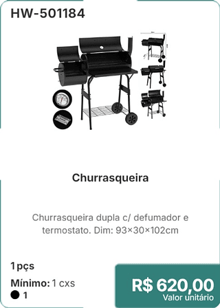 Churrasqueira 1pçs R$ 620,00