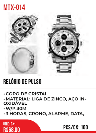 RELÓGIO DE PULSO 100pç=68$