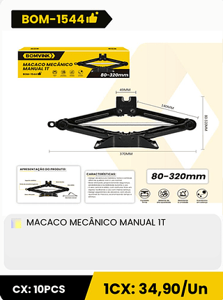 MACACO MECÂNICO MANUAL IT CX: 10PCS 1CX: 34,90/Un