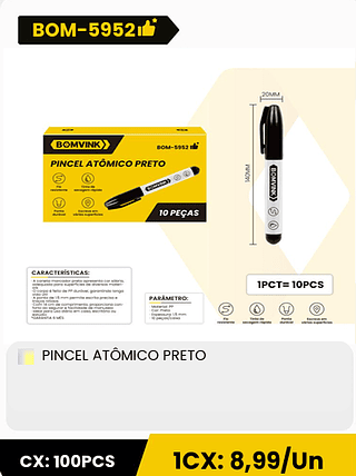 PINCEL ATÔMICO PRETO CX: 100PCS ICX: 8,99/Un