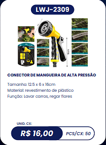 CONECTOR DE MANGUEIRA DE ALTA PRESSÃO UNID. CX: R$ 16,00 PCS/CX: 50
