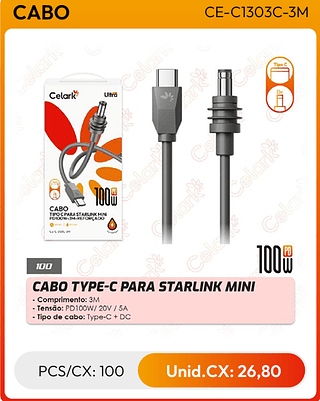 CABO TYPE-C PARA STARLINK MINI PCS/CX: 100 Unid.CX: 26,80