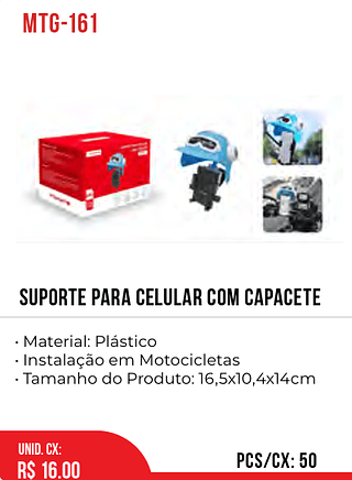Suporte Para Celular Com Capacete 50pç=16$