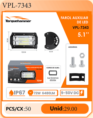 FAROL AUXILIAR DE LED 5.1" PCS/CX:50 Unid:29.00