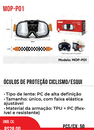 Óculos De Proteção Ciclismo/Esqui 50pç=28$