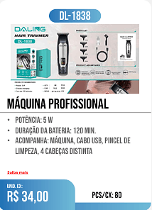 máquina profissional PCS/CX: 80 UNID. CX: r$ 34,00
