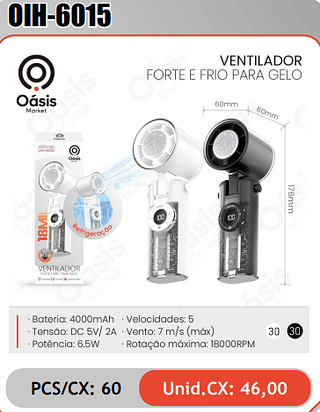 VENTILADOR FORTE E FRIO PARA GELO PCS/CX: 60 Unid.CX: 46,00