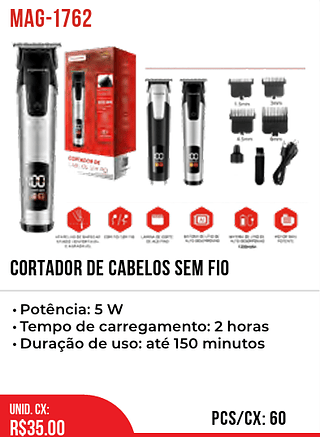 Cortador De Cabelos Sem Fio 60pç=35$
