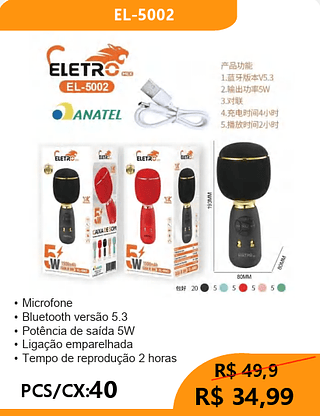 MICROFONE PCS/CX:40 R$34,99