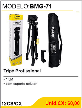 Tripé Profissional 12CS/CX Unid.CX: 60,00