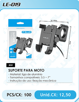 SUPORTE PARA MOTO PCS/CX: 100 Unid.CX: 12,50
