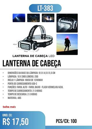 lanterna de cabeça 100pç=17,50$