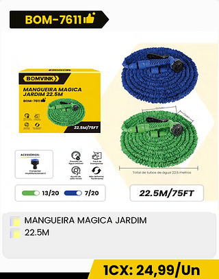 MANGUEIRA MAGICA JARDIM 22.5M CX: 20PCS 1CX: 24,99/Un