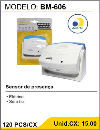 Sensor de presença 120 PCS/CX Unid.CX: 15,00