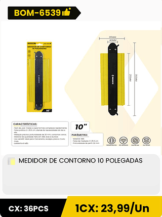 MEDIDOR DE CONTORNO 10 POLEGADAS CX: 36PCS 1CX: 23,99/Un
