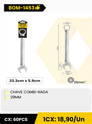 CHAVE COMBI-NADA 29MM CX: 60PCS 1CX: 18,90/Un