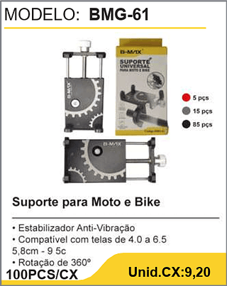 Suporte para Moto e Bike 100PCS/CX Unid.CX:9,20