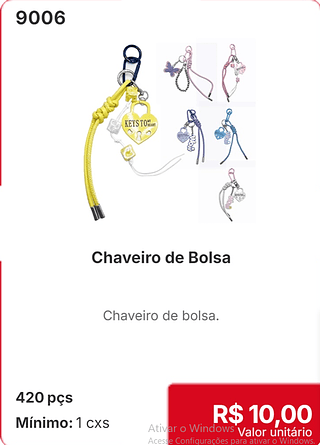 Chaveiro de Bolsa 420 pçs R$ 10,00