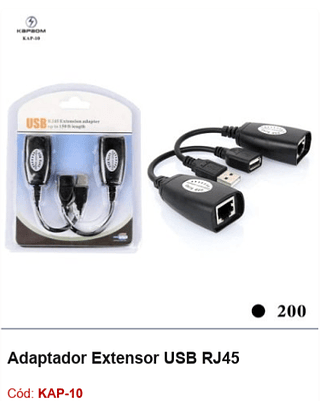 Adaptador Extensor USB RJ45 R$ 6,3 PCS/Cx:200