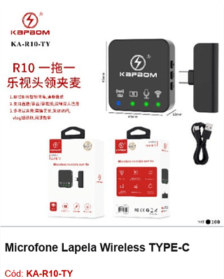 Microfone Lapela Wireless TYPE-C R$ 16,2 PCS/CX:100