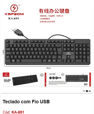 Teclado com Fio USB R$15,75 PCS/CX:30
