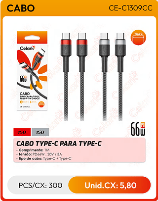 CABO TYPE-C PARA TYPE-C PCS/CX: 300 Unid.CX: 5,80