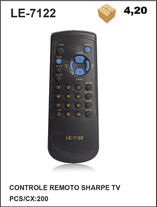 CONTROLE REMOTO SHARPE TV 200pç=4,2$