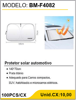 Protetor solar automotivo 100PCS/CX Unid.CX:10,00