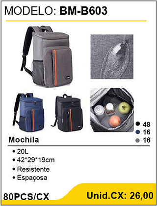 Mochila 80PCS/CX Unid.CX: 26,00