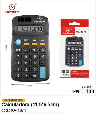 Calculadora (11,5*6,5cm) R$ 3,42 PC/CX:400