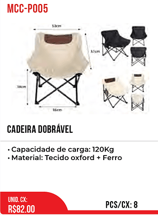 Cadeira Dobrável 8PÇ=82$