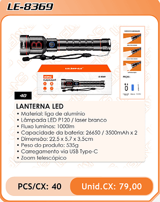 LANTERNA LED 40PÇ=79$