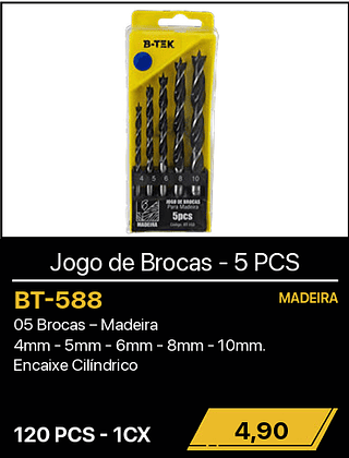 Jogo de Brocas 5 PCS - 120PCS R$4,90