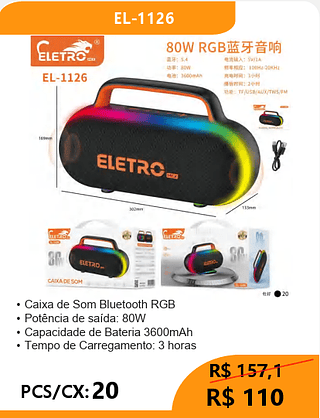 CAIXA DE SOM PCS/CX:20 R$110